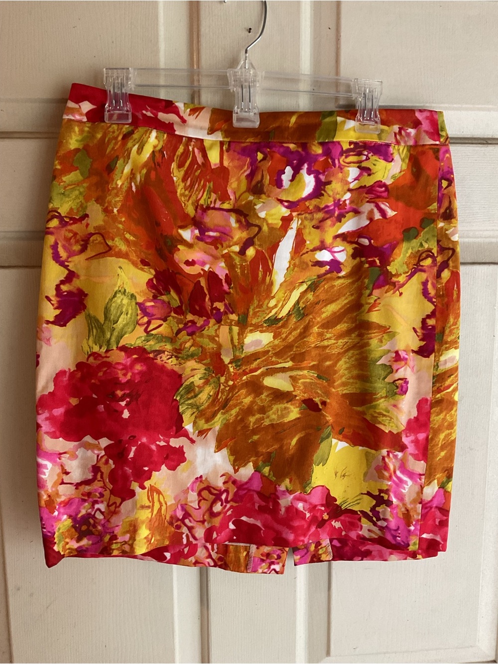 J.CREW Vibrant Floral Print Pencil Skirt Sz.10 STRETCHY 33x21